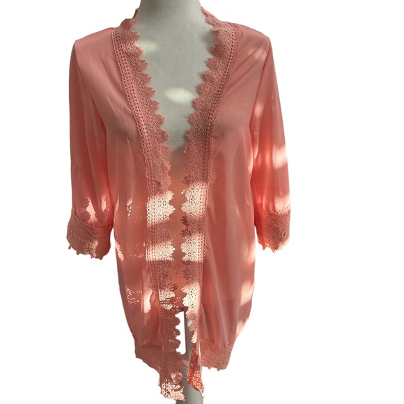 NWT ABOLLRIA Peach Lace Coverup Small - Picture 1 of 13
